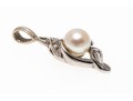 Single Cultured Pearl 14K White Gold Pendant With Diamond Accents