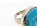 Sterling Ring With Large Larimar Stone, Size 8.5