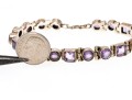 Sterling Silver Pretty Amethyst Line Bracelet Paired With Purple Cz Earrings