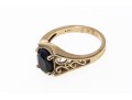 14K And Opaque Sapphite Scrollwork Ring, Size 6.5