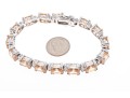 Sterling Silver Bracelet Of Peachy Pink Zirconia
