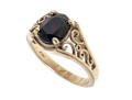 14K And Opaque Sapphite Scrollwork Ring, Size 6.5