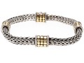 John Hardy Wonderful Classic Sterling Woven Bracelet With 18k Yg Dot Stations