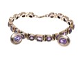 Sterling Silver Pretty Amethyst Line Bracelet Paired With Purple Cz Earrings