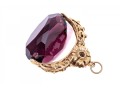 9k Gold Vintage 1966 Purple Glass And Floral Top Watch Fob