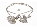 Fabulous Massive Silver Plated Figural Frog And Leaf Neck Piece