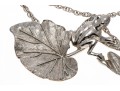 Fabulous Massive Silver Plated Figural Frog And Leaf Neck Piece