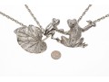 Fabulous Massive Silver Plated Figural Frog And Leaf Neck Piece