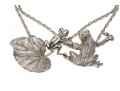 Fabulous Massive Silver Plated Figural Frog And Leaf Neck Piece