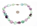 Wonderful Chunky Tumbled Green, Greenish Blue And Purple Fluorite Necklace