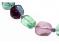 Wonderful Chunky Tumbled Green, Greenish Blue And Purple Fluorite Necklace