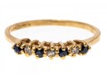 Dainty 14K Diamond And Sapphire Ring, Size 6.75