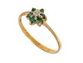 Dainty 10K Emerald And Accent Diamond Cluster Ring, Size 7-