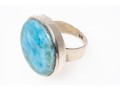 Sterling Ring With Large Larimar Stone, Size 8.5