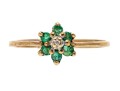Dainty 10K Emerald And Accent Diamond Cluster Ring, Size 7-