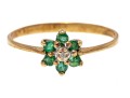 Dainty 10K Emerald And Accent Diamond Cluster Ring, Size 7-