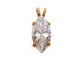 10k Yellow Gold Classic Solitaire, Marquise Shaped, Clear White Brilliant CZ Stone Pendant
