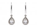 Sterling Silver Pretty Pear Shaped White CZ Halo Drop Earrings