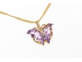 14k Yellow Gold Lovely Amethyst Butterfly Pendant, With Chain