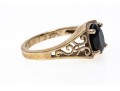 14K And Opaque Sapphite Scrollwork Ring, Size 6.5
