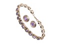 Sterling Silver Pretty Amethyst Line Bracelet Paired With Purple Cz Earrings