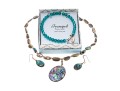 Lot Of Teal And Blue Green Color Jewelry, Including A Sterling And Abalone Necklace