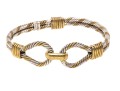 Sterling Silver Striking Twisted Rope Motif Bangle Bracelet, With Vermeil Highlights