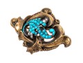 Vintage 14K Turquoise And Pearl Brooch