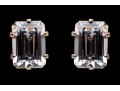 14k Yellow Gold Emerald Cut CZ Stud Earrings
