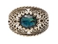 14K White Gold Stunning Blue-Green Sapphire Ring, Size 5.25