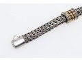 John Hardy Wonderful Classic Sterling Woven Bracelet With 18k Yg Dot Stations
