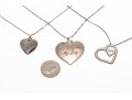 Three Sterling Heart Pendant Necklaes
