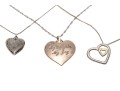 Three Sterling Heart Pendant Necklaes