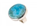 Sterling Ring With Large Larimar Stone, Size 8.5