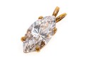 10k Yellow Gold Classic Solitaire, Marquise Shaped, Clear White Brilliant CZ Stone Pendant