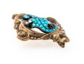 Vintage 14K Turquoise And Pearl Brooch