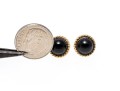 14k Yellow Gold Classic Small Black Onyx Dome Earrings