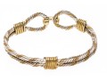 Sterling Silver Striking Twisted Rope Motif Bangle Bracelet, With Vermeil Highlights