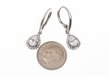 Sterling Silver Pretty Pear Shaped White CZ Halo Drop Earrings