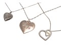 Three Sterling Heart Pendant Necklaes