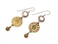 Sterling Silver And Brass Contemporary Long Drop Earrings 