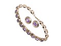 Sterling Silver Pretty Amethyst Line Bracelet Paired With Purple Cz Earrings