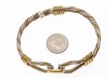 Sterling Silver Striking Twisted Rope Motif Bangle Bracelet, With Vermeil Highlights