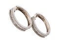 Sterling Sivler And Accent Diamond Hoop Earrings