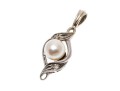 Single Cultured Pearl 14K White Gold Pendant With Diamond Accents