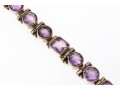 Sterling Silver Pretty Amethyst Line Bracelet Paired With Purple Cz Earrings