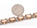 Sterling Silver Bracelet Of Peachy Pink Zirconia