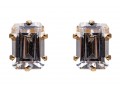 14k Yellow Gold Emerald Cut CZ Stud Earrings