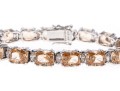 Sterling Silver Bracelet Of Peachy Pink Zirconia
