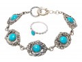 Sterling Bracelt And Ring With Turquoise And Howlite, Ring Size 7+
